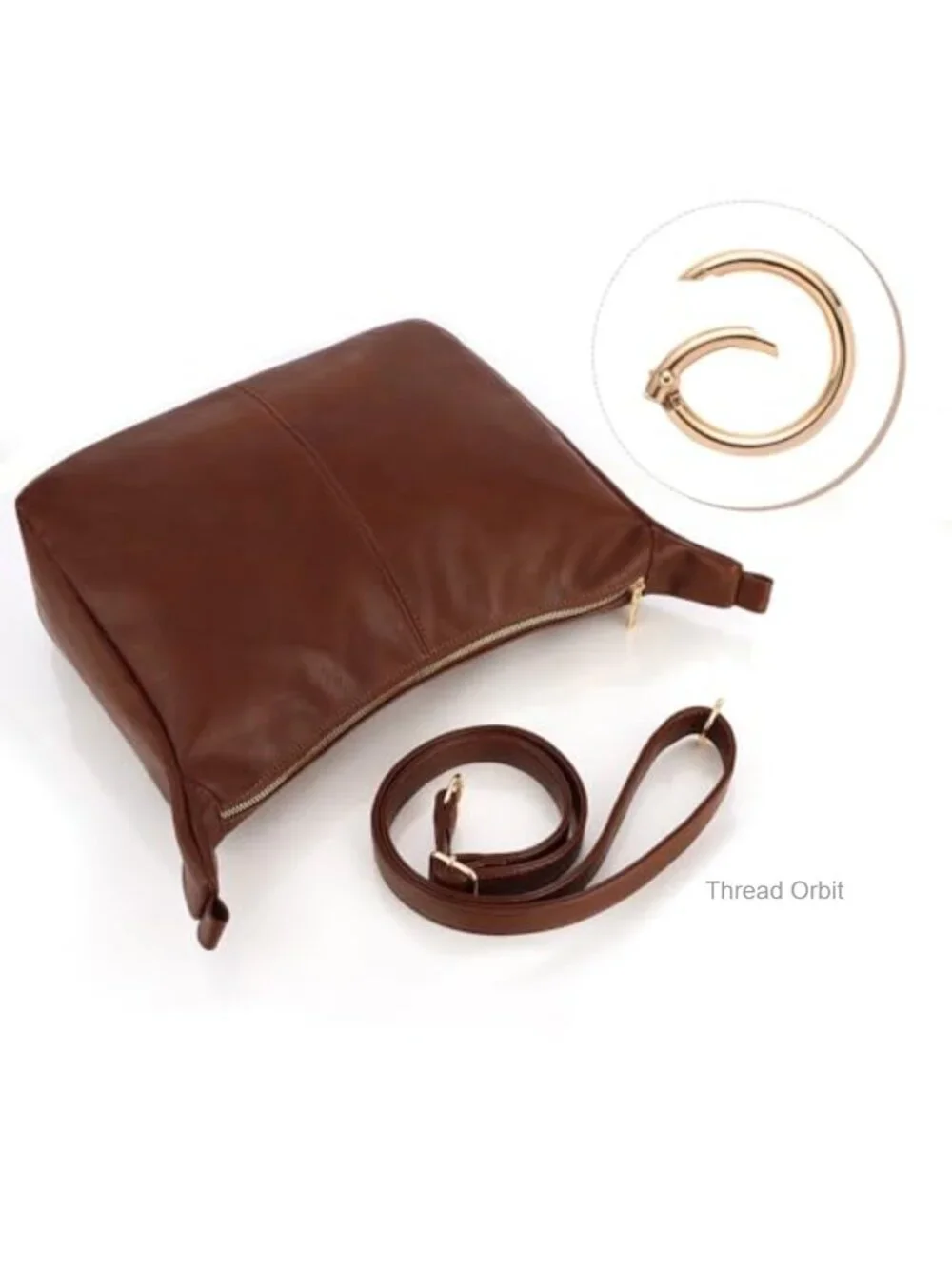 Foldable Leather Slouchy Shoulder Bag Crossbody Purse